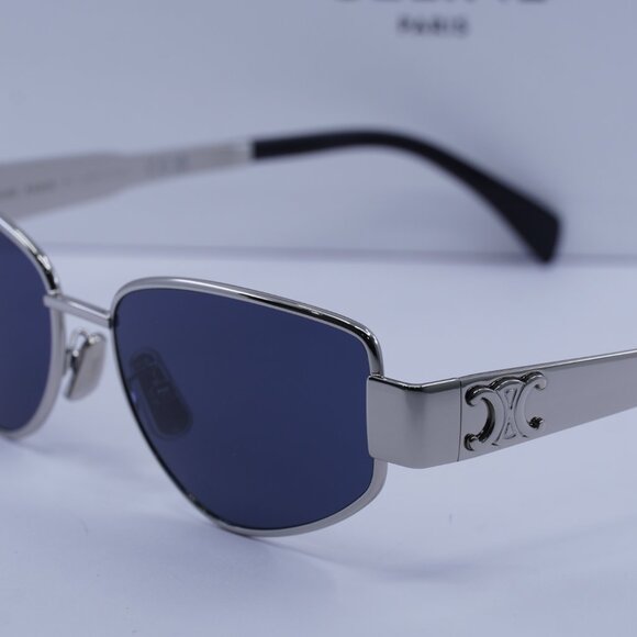 Celine CL40293U 16V Geometric Sunglasses - Palladium/Blue - Picture 4 of 11